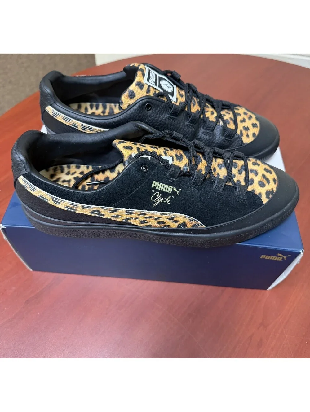 Size 12 PUMA Clyde RT x Volcom x Billy's Leopard Print - Black NEW WITH BOX